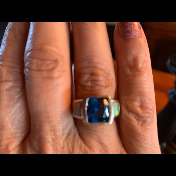 Sterling Sapphire and Mother of Pearl custom ring. - Picture 5 of 5